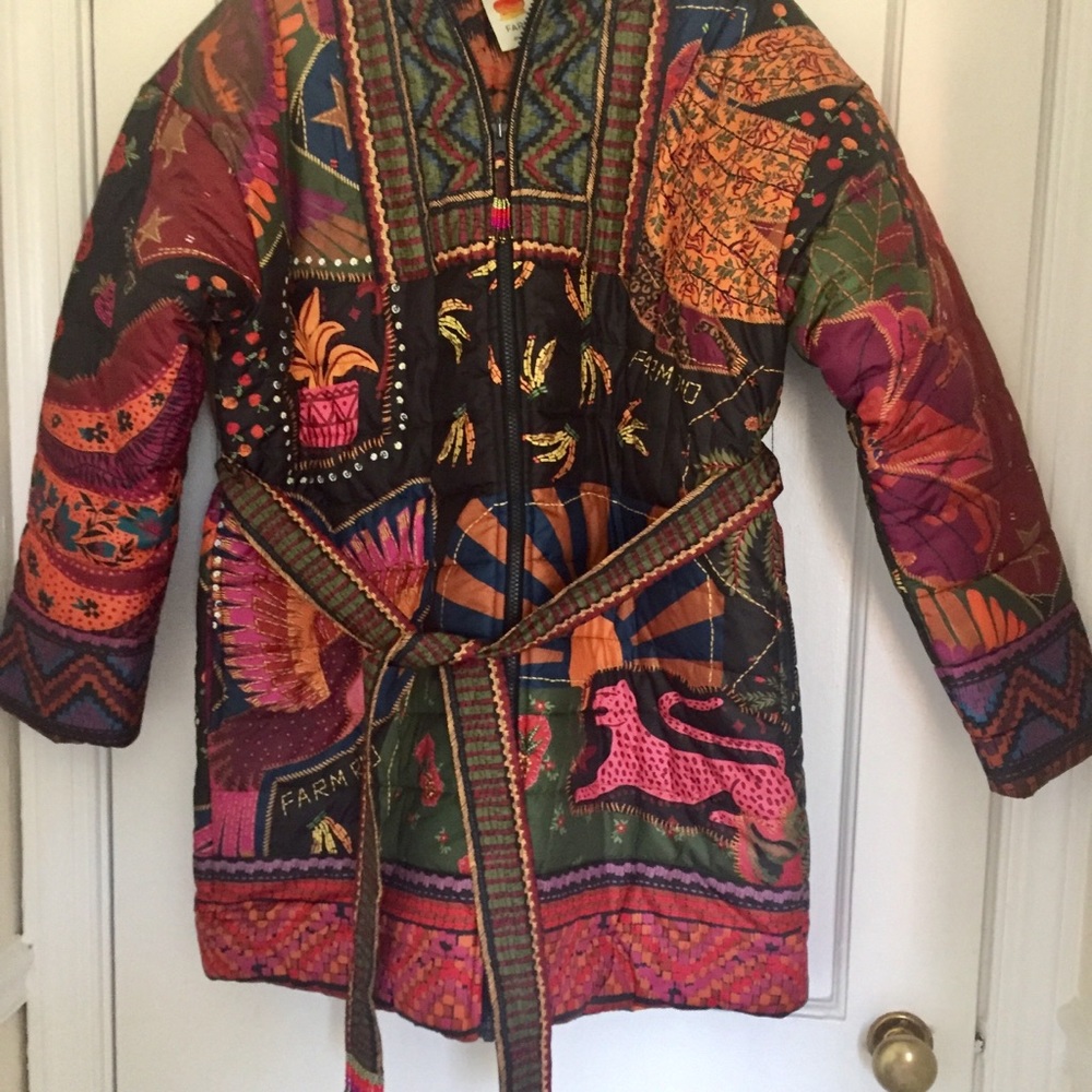 Farm Rio Crazy Mix Reversible Puffer Jacket Dopamine Tropical - Picture 13 of 13